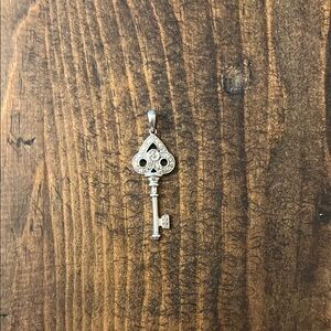 10 K White Gold & CZ Skeleton Key Pendant